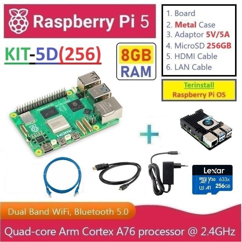 KIT-5D(256)  Raspberry Pi 5 (8GB RAM) - Complete SET (MicroSD 256GB)